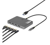 StarTech.com USB-C to Quad HDMI 4K60 Workstation Dock, 140W PD Passthrough, USB for Keyboard and Mouse, Windows, Mac M1-M5, USB4, Thunderbolt Laptops, DisplayLink DL7400, TAA (QUAD-USB-HDMI-ADAPT)