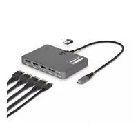 StarTech.com USB-C to Quad-Monitor Workstation Adapter 4K 60Hz DisplayPort 140W PD Passthrough for Laptop Charging USB Port for Wireless Keyboard / Mouse TAA