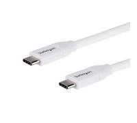 StarTech 2m/6.6ft USB-C to USB-C Charging Cable, White (USB2C5C2MW) | USB 2.0 480Mbps, Charge and Sync, 100W 5A Power Delivery, USB-IF Certified, Type C Cord, Aluminium-Mylar Foil Shield