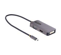 StarTech.com USB C Video Adapter, USB C to HDMI DVI VGA Adapter, Up to 4K 60Hz, Aluminum, Multiport Video Display Adapter, Thunderbolt 3 / 4 Compatible, USB Type C Travel Adapter