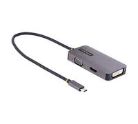 StarTech.com USB C Video Adapter USB C to HDMI DVI VGA Adapter Up to 4K 60Hz Aluminum Multiport Video Display Adapter Thunderbolt 3 / 4 Compatible USB Type C Travel Adapter