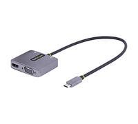 StarTech.com USB C Video Adapter, USB C to HDMI VGA Multiport Adapter w/ 3.5mm Audio Output, 4K 60Hz HDR, 100W PD 3.0, USB C Display Travel Adapter (122-USBC-HDMI-4K-VGA), Gray