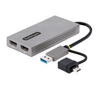 StarTech.com USB to Dual HDMI Adapter, USB A/C to 2x HDMI Displays (1x 4K30Hz, 1x 1080p), Integrated USB-A to C Dongle, 4in/11cm Cable, USB 3.0 to HDMI Display Adapter, Windows & macOS