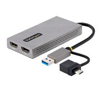 StarTech.com USB to Dual HDMI Adapter USB A/C to 2x HDMI Displays (1x 4K30Hz 1x 1080p) Integrated USB-A to C Dongle 4in/11cm Cable USB 3.0 to HDMI Display Adapter Windows & macOS