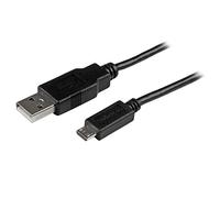 StarTech.com USBAUB2MBK 2 m Mobile Charge Sync USB to Slim Micro USB Cable, Smartphones and Tablets, A to Micro B M/M, Thin Micro USB Charging Cable