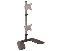 StarTech.com Vertical Dual Monitor Stand - Ergonomic Desktop Stacked Two Monitor Stand up to 27 inch VESA Mount Displays - Free Standing Universal Monitor Mount - Height Adjustable - Silver