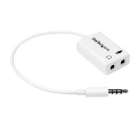 StarTech.com White headset adapter for headsets with separate headphone / microphone plugs - 3.5mm 4 position to 2x 3 position 3.5mm M/F