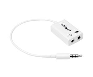 StarTech.com White headset adapter for headsets with separate headphone / microphone plugs - 3.5mm 4 position to 2x 3 position 3.5mm M/F