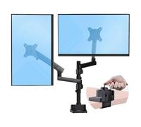 StarTech.com Desk Mount Dual Monitor Arm - Full Motion Monitor Mount for 2x VESA Displays up to 32" (17lb/8kg) - Vertical Stackable Arms - Height Adjustable/Articulating - Clamp/Grommet