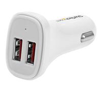 StarTech Dual-Port 24W USB Car Charger, White (USB2PCARWHS)