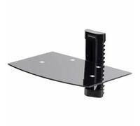StarTech.com Floating Wall-Mounted AV Shelf Adjustable Height Shelf For Under TV Organize A/V Equipment On Black Tempered Glass Shelf