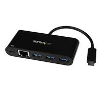 StarTech.com 3 Port USB-C Hub with Gigabit Ethernet & 60W Power Delivery Passthrough Laptop Charging - USB-C to 3x USB-A (USB 3.0 SuperSpeed 5Gbps) - USB 3.1/3.2 Gen 1 Type-C Adapter Hub~3 Port USB-C Hub with Gigabit Ethernet & 60W Power Delivery Passthro