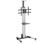 StarTech Heavy Duty Rolling Portable TV Cart 32in to 75in (STNDMTV70) | Stand with Wheels, Adjustable Rotating Mobile Flat Panel Screen Mount