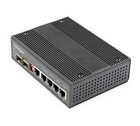 StarTech.com Industrial 6 Port Gigabit Ethernet Switch - 4 PoE RJ45 +2 SFP Slots 30W PoE+ 12-48VDC 10/100/1000 Rugged Power Over Ethernet LAN Switch -40C to 75C - DIN Mountable