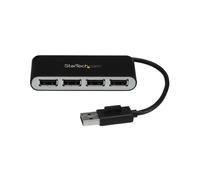 StarTech Portable 4-Port USB 2.0 Hub with Built-in Cable Black