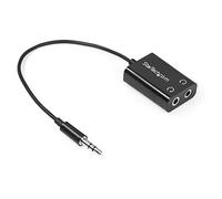 StarTech Slim 3.5mm Audio Splitter, Male to 2x Female, Black (MUY1MFFADP) | 3.5mm Audio Mini Stereo Y Splitter, Headphone Splitter