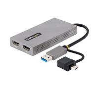 StarTech.com USB to Dual HDMI Adapter, USB A/C to 2x HDMI Displays (1x 4K30Hz, 1x 1080p), Integrated USB-A to C Dongle, 4in/11cm Cable, USB 3.0 to HDMI Display Adapter, Windows & macOS