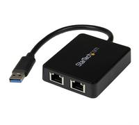 StarTech USB 3.0 to Dual Port Gigabit Ethernet Adapter w/ USB Port, 10/100/10...