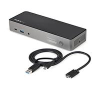 StarTech USB-C/A Triple 4K 60Hz Dock for MacBook Pro/Air, 85W, GbE, K-Slot | MacBook Air, 3x DisplayPort 1.4, 3x HDMI 2.0, BC 1.2 fast-charge front ports, VESA mountable, 85W charging