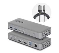 StarTech USB-C Docking Station, Dual 4K 60Hz DisplayPort MST Dock, 100W Power Delivery Laptop Charging, 1GbE, Driverless, Windows