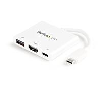 StarTech USB-C HDMI Adapter White, 4K 30Hz, Thunderbolt 3, USB 3.0, 60W PD | USB-C dongle, Backed for 3 years, Free lifetime 24/5 multilingual tech support, Travel-friendly for IT pros