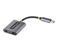StarTech.com USB-C Headphone Splitter, USB Type C Dual Headset Adapter w/Mic Input, USB C to 3.5mm Audio Adapter/Earphone Dongle, USB C to Audio Jack/Aux Output, 24-bit DAC