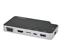 StarTech USB-C Multiport Adapter, 4K HDMI or VGA, 100W PD, GbE, microSD | Up to 85W laptop charging, Presentation mode switch, iPad Pro Surface Pro 7 Thunderbolt 3, Aluminium, Hideaway cable