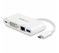 StarTech.com USB-C Multiport Adapter for Laptops - Power Delivery - DVI - GbE - USB 3.0