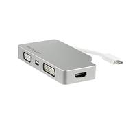 StarTech USB-C to HDMI 1.4/mDP 1.2/VGA/DVI Adapter, Silver (CDPVGDVHDMDP) | USB-C multiport video adapter, HDMI 1.4 4K 30Hz or mDP 1.2 4K 60Hz, VGA or DVI 1080p, 7.1ch audio, Silver, TB3, DP Alt Mode
