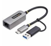 StarTech.com USB-C to Ethernet Adapter with USB-A Dongle 10/100/1000Mbps USB 3.0 to Gigabit Ethernet Network Adapter 6in/15cm Attached Cable USB GbE Adapter