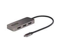 StarTech USB-C to Triple HDMI MST Hub, 4K 60Hz, HDR, DSC, 2ch audio | 3-port USB-C to HDMI splitter, Laptop display extender, HDCP 2.2, USB Powered, Built-in cable, Windows