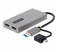 StarTech.com USB to Dual HDMI Adapter, USB A/C to 2x HDMI Displays (1x 4K30Hz, 1x 1080p), Integrated USB-A to C Dongle, 4in/11cm Cable, USB 3.0 to HDMI Display Adapter, Windows & macOS