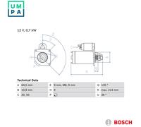 STARTER 0 986 017 030 FOR FIAT 176B1.000/B4.000 1.2L 4cyl PUNTO