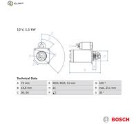 Starter motor Clockwise rotation Self-supporting 0 986 017 530 BOSCH for FORD