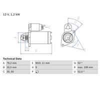 Starter Motor Fits BMW Bosch 0986020890