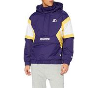 STARTER BLACK LABEL Men's Colour Block Half Zip Retro Jacket Windbreaker, Starter Purple/Wht/Buff Yellow, XL