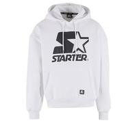 Starter Black Label Men's St443-starter Oversized Logo Hoodie Hooded Sweatshirt, White, S