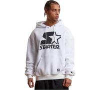 Starter Black Label Men's St443-starter Oversized Logo Hoodie Hooded Sweatshirt, White, S