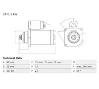 Starter BOSCH Fits RENAULT Midlum Premium 2 VOLVO Fe 240-18 05-14 0986026380