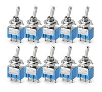 Starter Button 10PCS Toggle Switches Mini 3Pin 6Pin ON-ON/ON-OFF-ON Ower Button Switch Car MTS-102 MTS-103 MTS-202 MTS-203 Car Push Button Switches(3Pin ON-ON)