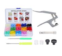 Starter Fasteners KitSnap Plastic Fasteners Punch Poppers Closures No-Sew Buttons, Mixed Color Snaps Buttons + Snap Pliers for Crafts Cloth Diaper Bibs Clothing Accessories
