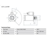 Starter for BOSCH 0 986 026 220 BMW 3 (E36) 2 1991-1998