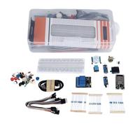 Starter Kit Development Board WIFI Connectivity Multi Interface Programmable with OLED Display Sensors LEDs Resistors Buzzers Breadboard for DIY Maker Projects ABS Plastic