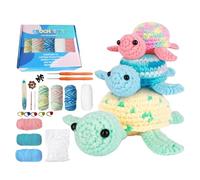 Starter Kit for Crochet Animals - 3 Pieces Sea Turtle | Crochet Set for Children with Video Tutorials | For Children and Adults, Making Hobbies, Arts and Projects Approx