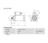 Starter Motor fits AUDI A3 8P1, 8P7, 8PA 3.2 1.9D 2.0D 03 to 13 Bosch 02E911023H