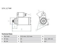 Bosch Starter Motor 0 986 020 320 - 12V 1.7kW 10 Teeth - fits VW Caddy III 2004-2010 2.0