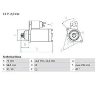 BOSCH 0986025070 Starter Fits Audi A1 A3 Q2 Seat Altea Altea XL Arona Skoda VW