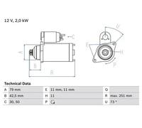 Starter motor Anticlockwise rotation Floating pinion 0 986 025 350 BOSCH for VW