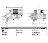 Starter motor Clockwise rotation DSN2032 DENSO