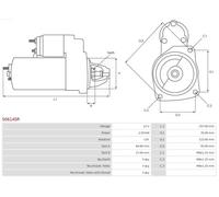Starter motor Clockwise rotation S0614SR AS-PL for UAZ IVECO RENAULT TRUCKS